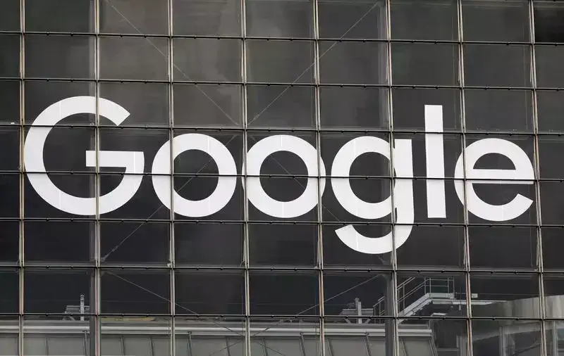 Logo of Google on a building at La Defense Logo of Google on a building at La Defense